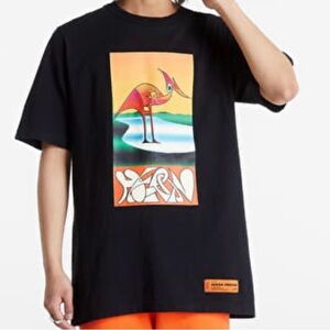 Heron Preston Abstract Heron Graphic Tee in Black Orange Men’s Size: S, M